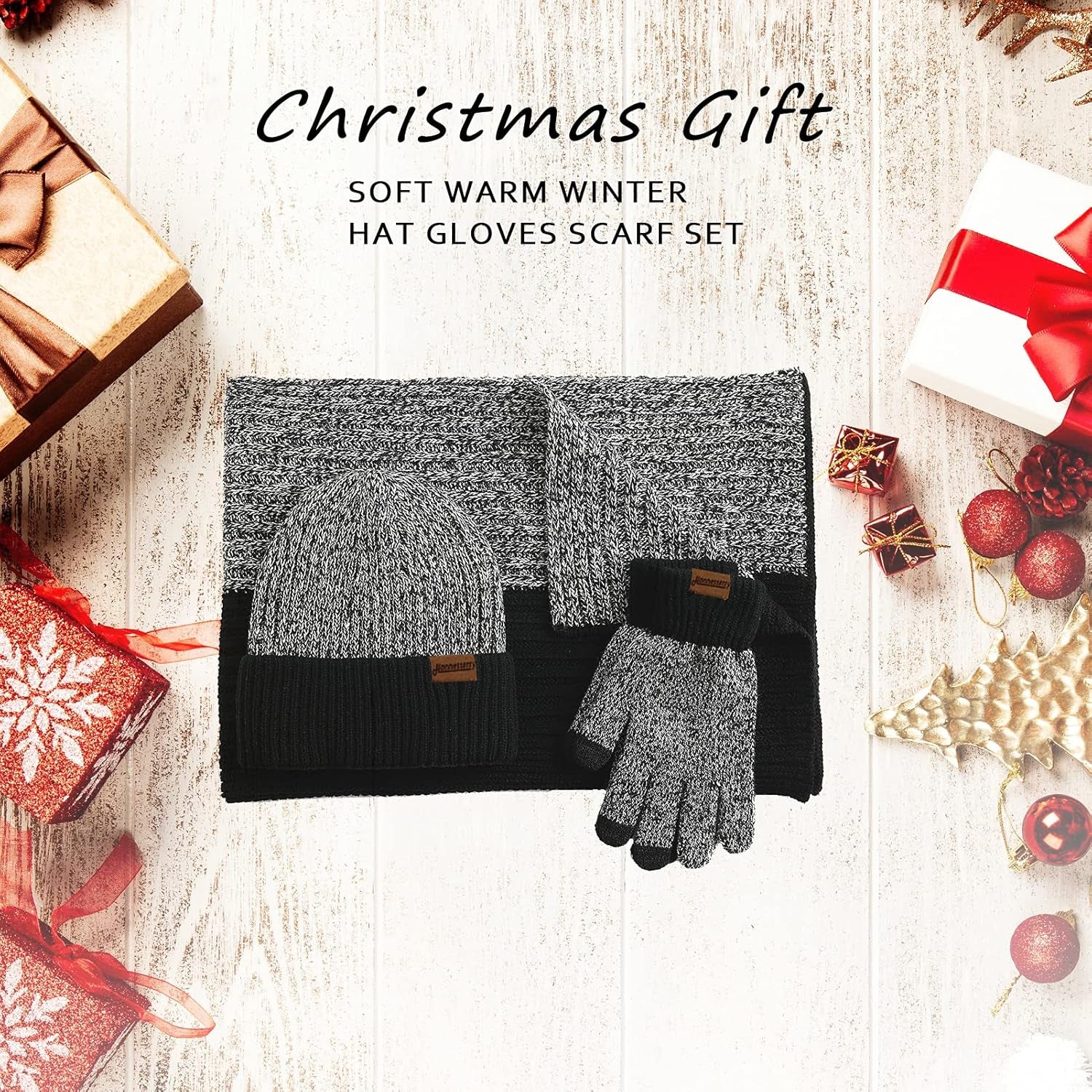Winter Hats Scarf for Men with Touchscreen Gloves Men'S Scaves and Beanie Hat Themal Glove Set for Men Women