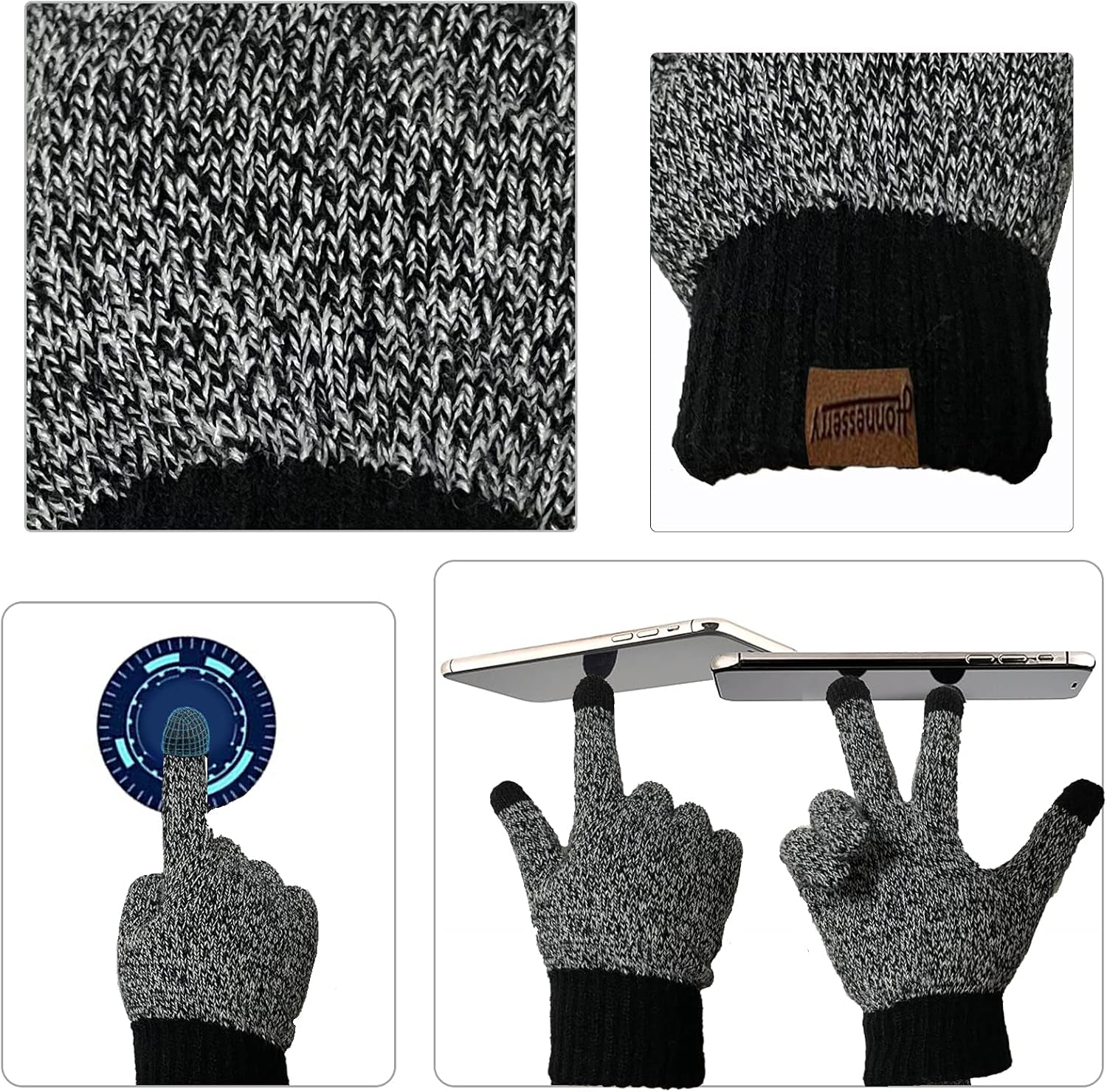 Winter Hats Scarf for Men with Touchscreen Gloves Men'S Scaves and Beanie Hat Themal Glove Set for Men Women
