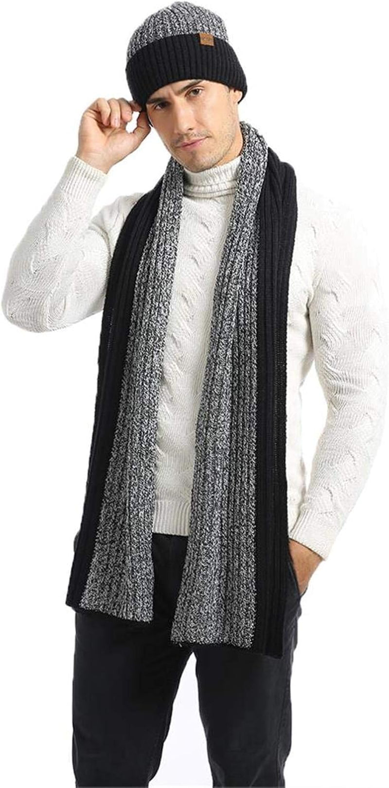 Winter Hats Scarf for Men with Touchscreen Gloves Men'S Scaves and Beanie Hat Themal Glove Set for Men Women