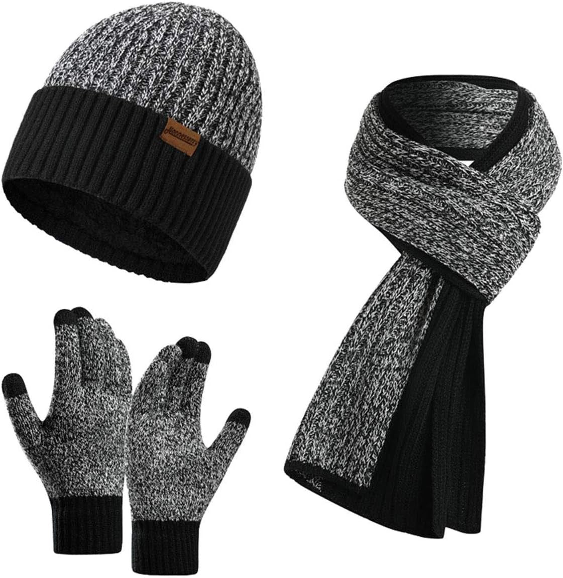 Winter Hats Scarf for Men with Touchscreen Gloves Men'S Scaves and Beanie Hat Themal Glove Set for Men Women
