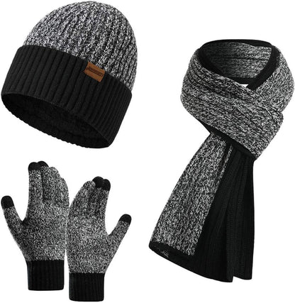 Winter Hats Scarf for Men with Touchscreen Gloves Men'S Scaves and Beanie Hat Themal Glove Set for Men Women