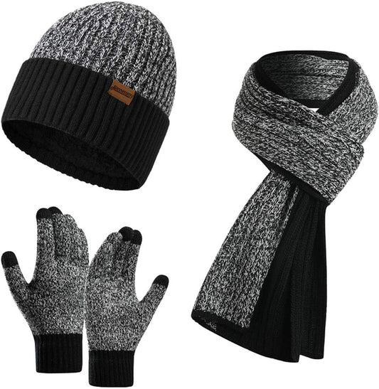 Winter Hats Scarf for Men with Touchscreen Gloves Men'S Scaves and Beanie Hat Themal Glove Set for Men Women