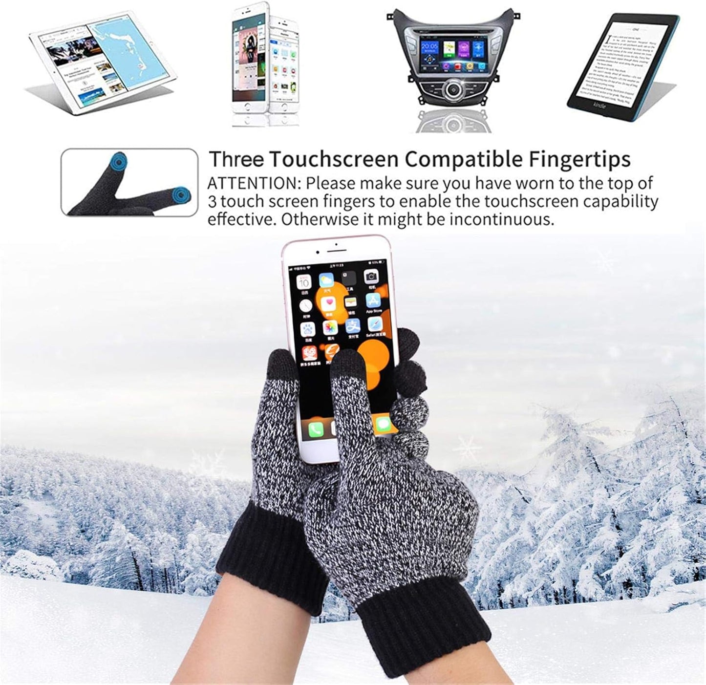 Winter Hats Scarf for Men with Touchscreen Gloves Men'S Scaves and Beanie Hat Themal Glove Set for Men Women