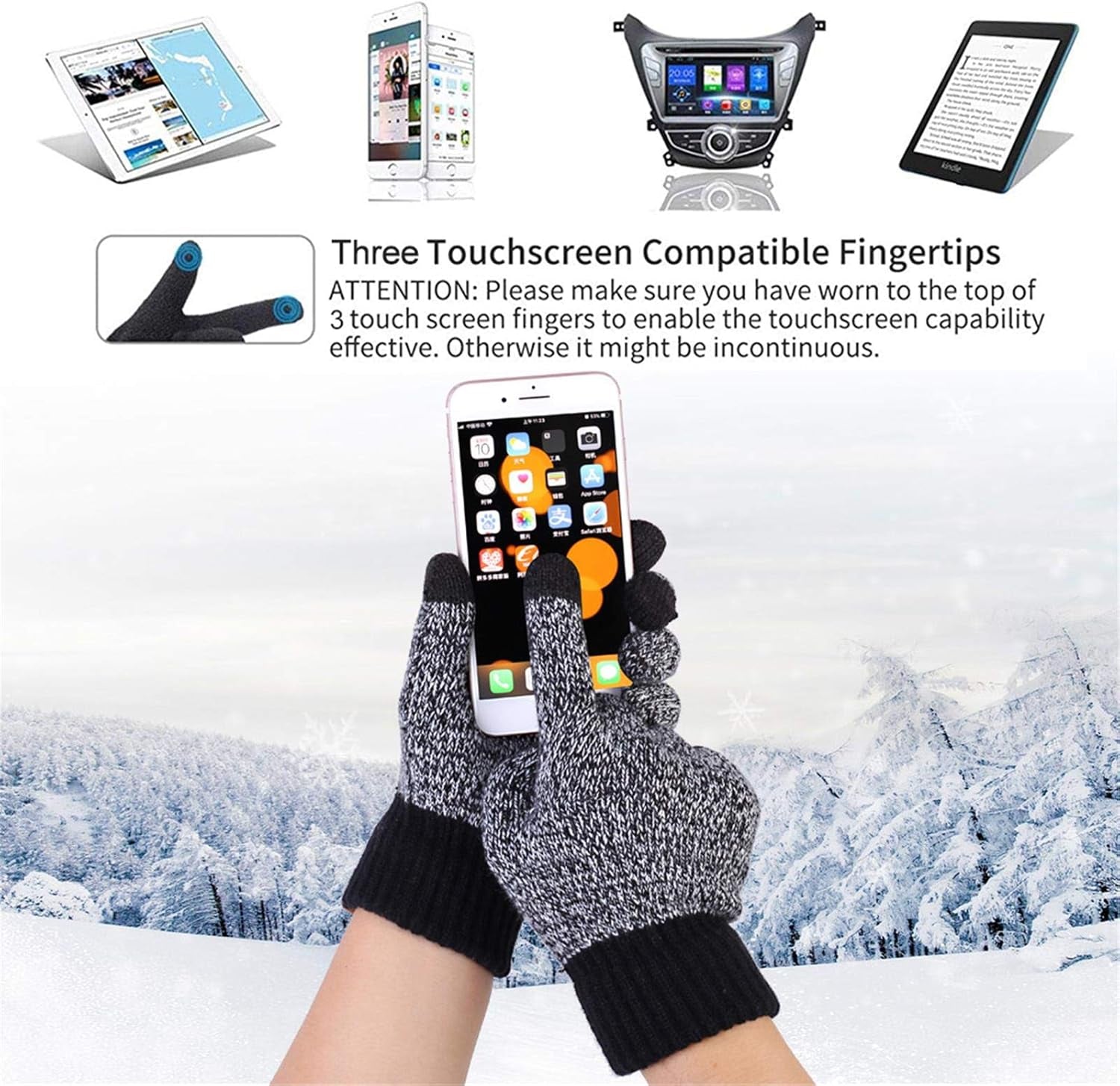 Winter Hats Scarf for Men with Touchscreen Gloves Men'S Scaves and Beanie Hat Themal Glove Set for Men Women