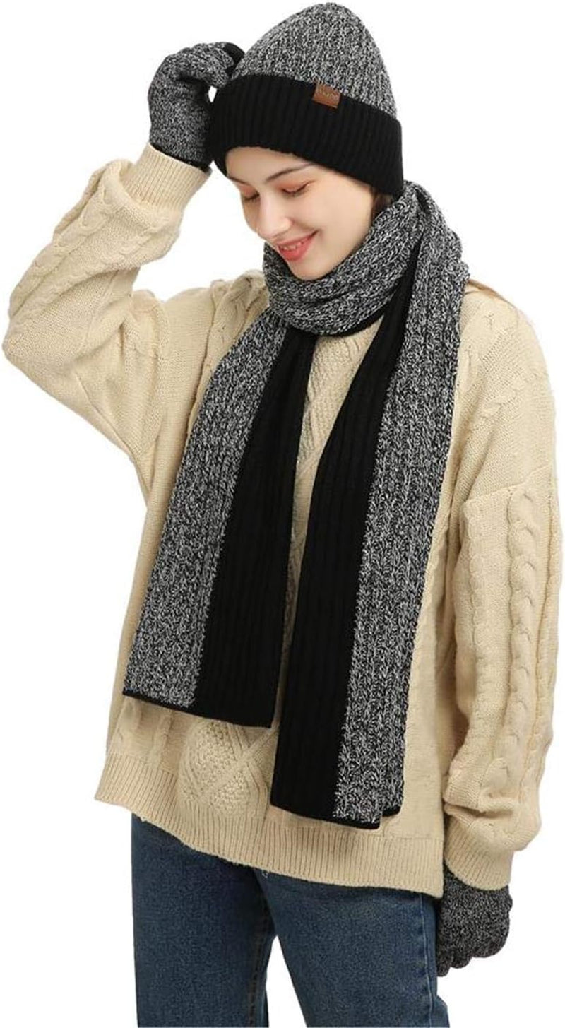 Winter Hats Scarf for Men with Touchscreen Gloves Men'S Scaves and Beanie Hat Themal Glove Set for Men Women